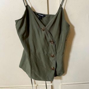 Green button up tank/wrap around from Express. Size small. Never worn.